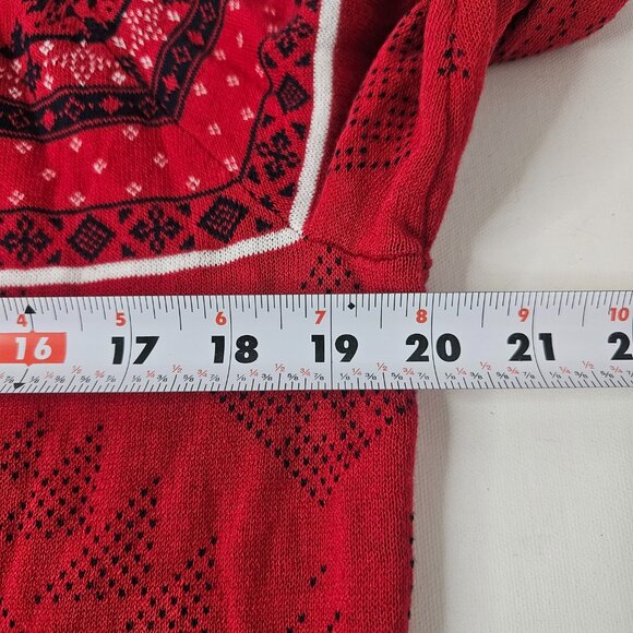 Merona Sweater Woman XXL Button Up Red Black Christmas Winter Cardigan - Picture 10 of 11